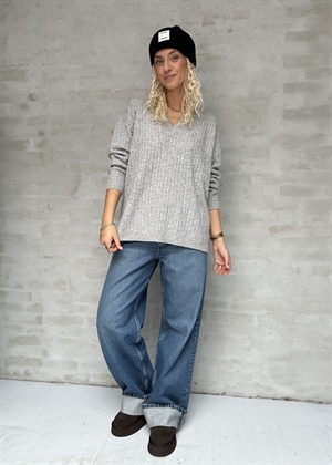 Casha v-neck strik Light Grey Melange Copenhagen Muse 